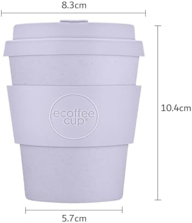 Ecoffee Cup 8oz (240ml) Reusable Coffee Cup – PLA Plant-Based Travel Mug with Silicone Lid, Melamine Free & Dishwasher Safe – Glittertind - Image 3