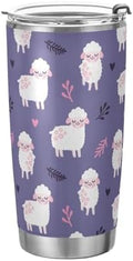 Cute Sheeps Hearts Insulated Tumbler Coffee Mug Double Wall Vacuum Travel Mug with Straw and Lid Stainless Steel 20 oz by Selerdon