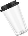 KICHOUSE Glass Coffee Mug with Silicone Lid 350ml Black Double Wall by kichouse