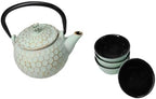 Ebros Gift Traditional Oriental Tetsubin Small Cast Iron 10oz Teapot With Strainer And 4 Mini Tea Cups 1oz Asian Fusion Housewarming Tea Service Drinkware Accent (Mint Green Honeycomb Textured) - Image 4