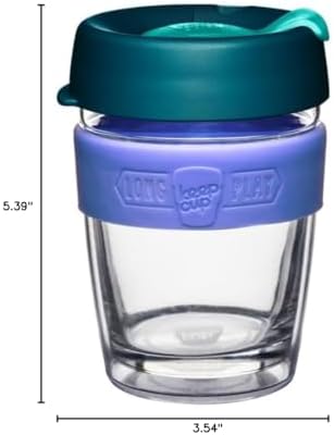 KeepCup Longplay Reusable Coffee Cup, 12 oz Tempered Glass Travel Mug with Removable Tritan Sleeve and Splashproof Lid, Dishwasher Safe, Haze - Image 7