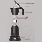 Asixxsix Electric Espresso Maker, 300ML 6 Cup mocha Pot Italian Coffee Maker Portable Cuban Coffee Maker Coffee Percolator, Camping mocha Coffee Pot for mocha Cappuccino Latte, 550W 110V - Image 5