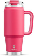 Meoky 32 oz Tumbler with Handle, Insulated Tumbler with Lid and Straw, Stainless Steel Travel Mug, Keeps Cold for 24 Hours, 100% Leak Proof, Fits in Car Cup Holder (Ruby) by MEOKY