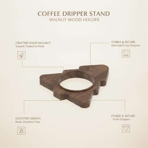 Coffee Dripper Stand Walnut Wood Holder for Pour Over Brewing, Stable Counter Rest for Cone Filters (1 PC) - Image 5