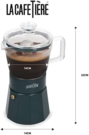 La Cafetière Verona Glass Espresso Maker, Green, 6 Cup, Gift Boxed - Image 2