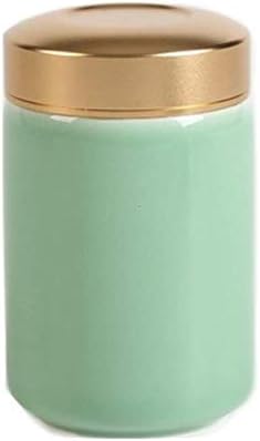 Tea Tins Caddy 2PCS Canister set with Airtight Lids Porcelain Can Home Kitchen Canisters for Tea Coffee Sugar Storage Loose Leaf Tea (Green, 4 Inch) by Handmade+Celadon