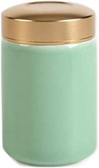 Tea Tins Caddy 2PCS Canister set with Airtight Lids Porcelain Can Home Kitchen Canisters for Tea Coffee Sugar Storage Loose Leaf Tea (Green, 4 Inch) by Handmade+Celadon