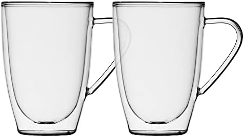 Safdie & Co. Barista Plus Insulated, Cappuccino Cups,Glass Coffee Mug, 435ml, Transparent- pack of 4 coffee mugs - Image 4