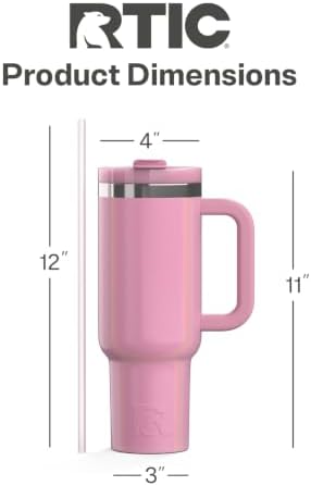 RTIC 40oz Road Trip Tumbler, Insulated, Ceramic Lined, Dusty Rose Glitter - Image 4