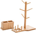 Bamboo Cup Holder Rack Set Spoon Storage Box for Cafe Use by FUNOMOCYA
