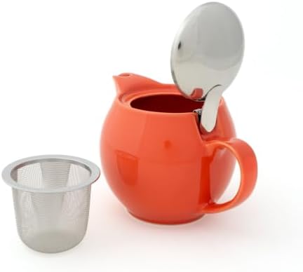 Zero Japan Bee House Round Teapot For One, 15 Oz - Ceramic Tea Pot with Stainless Steel Lid and Infuser, Smooth-Pour Spout, Diswasher and Microwave Safe Tea Pots (Carrot) - Image 4