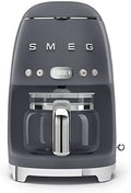 Smeg 50's Retro Style Aesthetic Drip Coffee Machine with 10 Cup Glass Carafe, Auto Start Feature, Keep Warm Plate, and Two Coffee Strength Settings (Grey) by Unknown