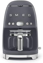 Smeg 50's Retro Style Aesthetic Drip Coffee Machine with 10 Cup Glass Carafe, Auto Start Feature, Keep Warm Plate, and Two Coffee Strength Settings (Grey) by Unknown