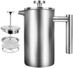 Double Wall Tea Maker Pot Large Capacity Espresso Coffee Machine French Press Coffee Maker Coffee Percolator Pot Stainless Steel - Image 2