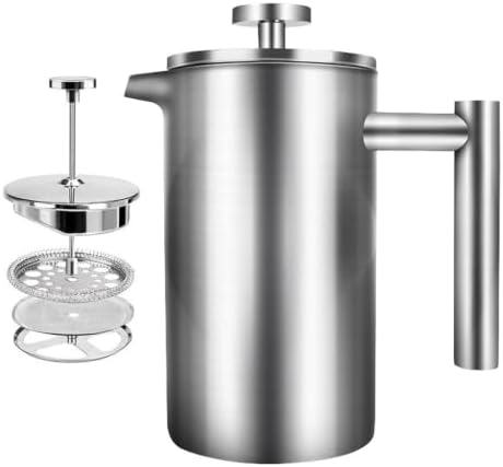 Double Wall Tea Maker Pot Large Capacity Espresso Coffee Machine French Press Coffee Maker Coffee Percolator Pot Stainless Steel - Image 2