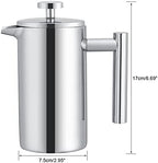 Yinhing 350ML Double Wall Stainless Steel French Press Coffee Maker with Insulated Safe Pouring Elegant Mirror Finish for Kitchen Countertop - Image 3