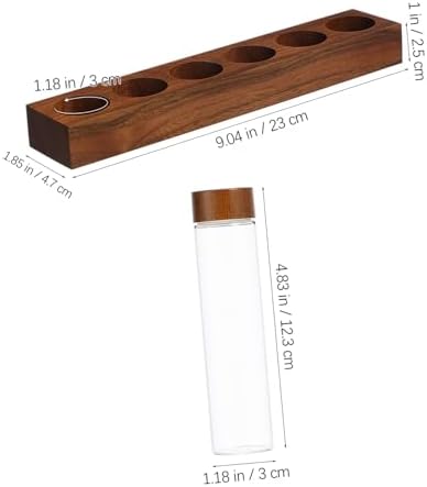 ULTECHNOVO Airtight Glass Bean Storage Tube Wooden Stand Coffee Organizer for Home Restaurant - Image 2