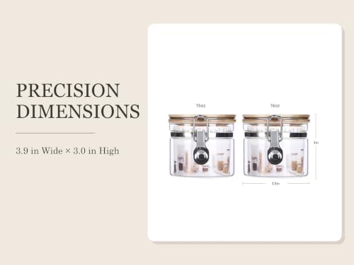 KKC HOME ACCENTS 2-Pack 16oz Glass Canisters with Airtight Bamboo Lids - Image 3