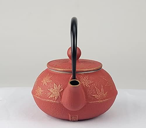 Iwachu 45664 Teapot Type 3 Maple Gold/Red Tea 0.32L Inner Enamel Nambu Ironware - Image 4