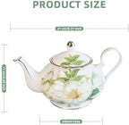 22oz Floral Ceramic Teapot (Suitable for 1 to 3 people) – Vintage Gold Rim Tea Pot for Loose Leaf, Blooming Tea & Coffee, Elegant Teapot for Tea Party, Flower Design (White Camellia) - Image 2