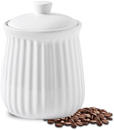 Hasense Kitchen Storage Containers, 35 oz Kitchen Canister with Airtight Lids, Cookie Candy Jar for Coffee Beans, Tea-leave, Sugar, Salt, Flour, Spice, Coffee Container, Housewarming Gift, White by Hasense