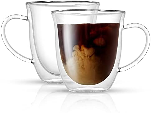JoyJolt Serene Double Walled Insulated Glasses Coffee Mug (Set of 2) 13.5 Ounces by JoyJolt