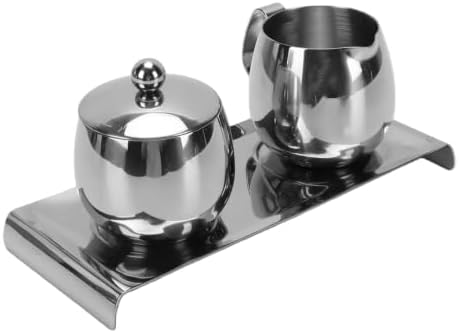 GOTOTOP Stainless Steel Milk Frothing Pitcher Set 300ml with Spout for Latte Art, Coffee Creamer Container, Sugar Bowl and Tray - Image 7