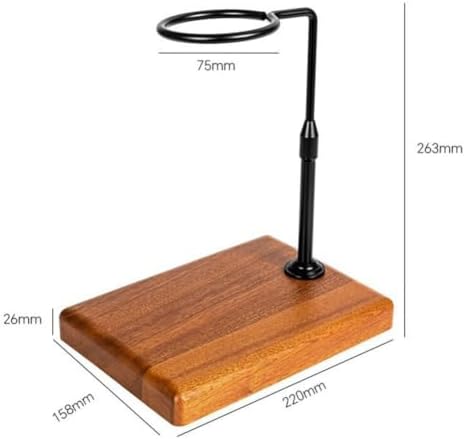 Pour Over Coffee Stand with Solid Wood Base(Round-Black) - Image 2