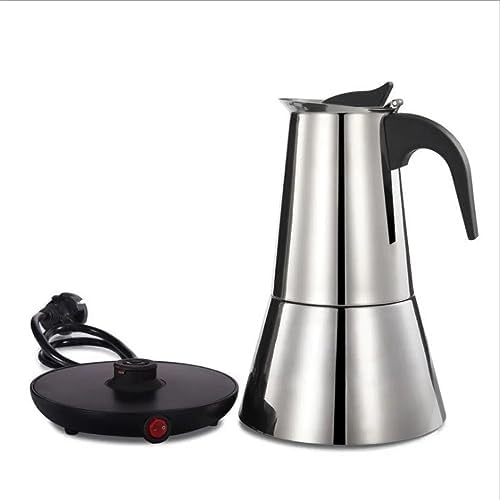 300ML Electric Moka Coffee Pot American plug Plug 6 Cups Stainless Steel Thickening Espresso Coffee Maker Italian Cuban Classic Coffee Pot by Rewhey