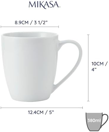 MIKASA Chalk 4pc Porcelain Mug Set, 380ml, Gift Boxed, White - Image 2