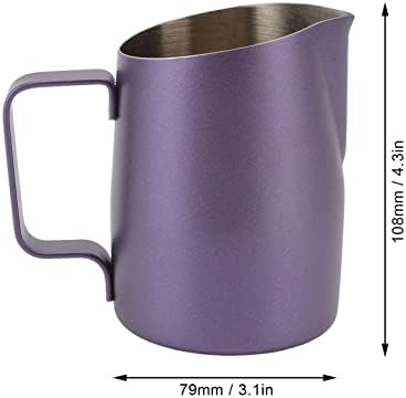 Milk Frothing Pitcher Stainless Steel Milk Frother Cup Espresso Machine Accessories Milk Coffee Cappuccino Latte Art for Coffee Shop Purple(450ml) - Image 2