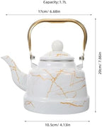 Marble Pattern Enamel Tea Kettle, 1.7L Stovetop Water Kettle for Home Use, Suitable for Gas Furnace and Induction Cooker, Ideal for Brewing Tea, Coffee, and More - Image 4