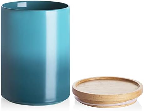 Sweejar Ceramic Food Storage Jar, Stackable Kitchen Canisters, Containers with Airtight Seal Wooden Lid for Serving Coffee Bean, Flour, Tea, Cookies, Spice and More - 58 Fl Oz (Gradient Blue) by Sweejarco1949