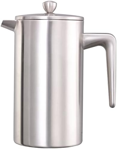 Service Ideas Double Wall Coffee French Press, 33.8oz, Stainless Steel by ServiceIdeas