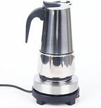 Xuthusman 200ml/300ml/450ml Mocha Coffee Pot+Electric Stove Espresso Coffee Maker Stainless Steel Stovetop Moka Pot,4/6/9cups (silver+black，200ml/4 Cups) by Xuthusman