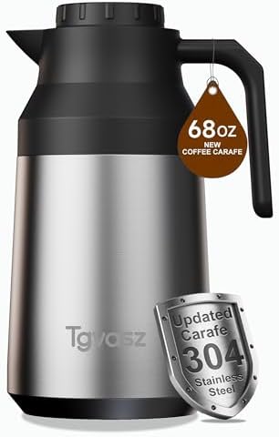 Thermal Coffee Carafe Insulated Stainless Steel Coffee Carafe for Hot Liquid Vacuum Thermal Pot Creamer Pitcher Dispenser Keeping Hot Water Milk (silver68 oz) by Tgvasz