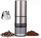 Portable Electric Coffee Grider with 40 Adjustable Levels Fine to Coarse Setting, Ceramic Conical Burr, for Home, Office, Travel, Camping, 1800mAH Rechargeable (silver, stainless steel burr) by Unknown