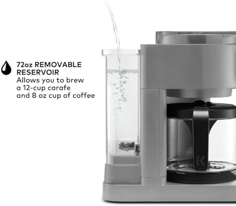 K-Duo Essentials Hot & Iced Coffee Maker Single Serve KCup Pod & 12-Cup Glass Carafe Dual Brew System 72oz Reservoir (MOONLIGHT GREY) - Image 6