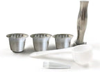 Refillable 304 Stainless Steel Reusable Coffee Capsule Set – Food Grade Environmentally Friendly Material · With Measuring Spoon and Brush · Must-have for Home/Office/Cafe (Set6) by BuiltforPracticalLiving