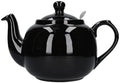 London Pottery Farmhouse 4 Cup Ceramic Teapot with Removable Infuser and Lid, Large Tea Pot with Stainless Steel Fine Mesh Strainer, 40.6 OZ / 1200ml Tea Pot for Loose Tea or Bags (Gloss Black) by LondonPottery