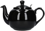 London Pottery Farmhouse 4 Cup Ceramic Teapot with Removable Infuser and Lid, Large Tea Pot with Stainless Steel Fine Mesh Strainer, 40.6 OZ / 1200ml Tea Pot for Loose Tea or Bags (Gloss Black) by LondonPottery