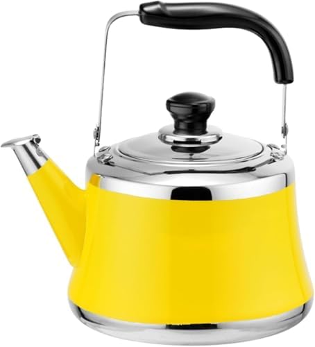 Small Tea Kettle with Infuser, Food Grade Stainless Steel Stovetop Teapot, Whistling Stove Top Kettle Induction Gas Tea Kettle for Gas Hob(Yellow,1L) by Unknown