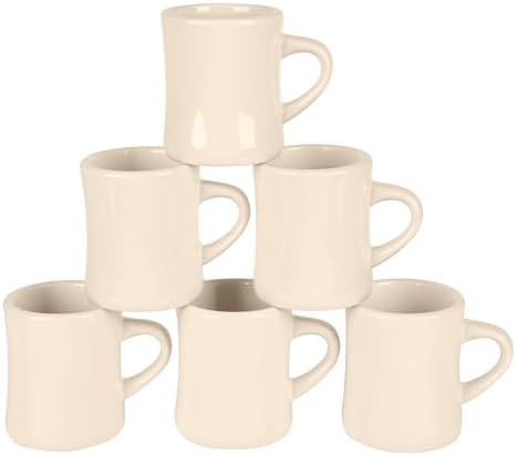 BYCNZB 11oz Ceramic Coffee Mug set Stoneware Coffee Cups Set for Restaurant, Diner, Farmhouse, Coffee Shop, Home set of 6 (Cream) by BYCNZB