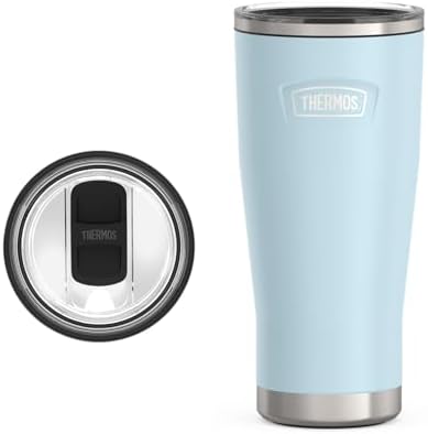 THERMOS Icon Series 24oz Stainless Steel Tumbler with Slide Lock Lid, Leakproof, Fits Cupholder, Dishwasher Safe, Griptec™ Non‑Slip Base, Keeps Drinks Hot 6 Hrs/Cold 22 Hrs, Glacier by Thermos
