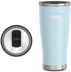 THERMOS Icon Series 24oz Stainless Steel Tumbler with Slide Lock Lid, Leakproof, Fits Cupholder, Dishwasher Safe, Griptec™ Non‑Slip Base, Keeps Drinks Hot 6 Hrs/Cold 22 Hrs, Glacier by Thermos