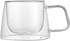 Restaurantware Glass Espresso Cups 12 Count 7 Ounces Borosilicate Double Wall Glass Coffee Mugs Insulated Clear Tea Drinkware for Hot or Cold Beverages by Restaurantware