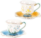 KAMMAK Tea Cups and Saucers Set of 2, Porcelain Coffee Cups, NX015 by KAMMAK