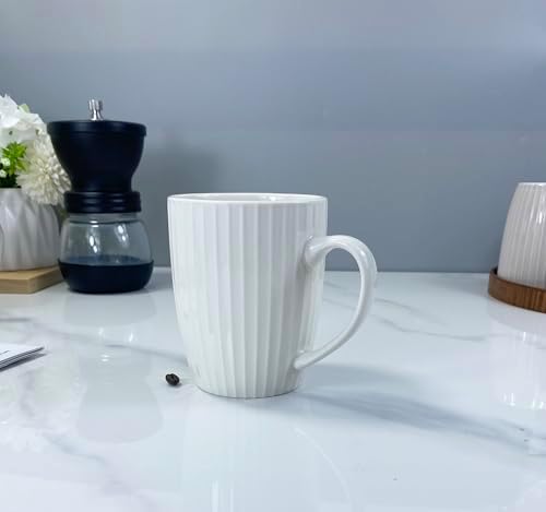 11 Ounce Porcelain Mugs, Set of 6 Coffee Mugs for Tea, Milk, Hot Cocoa, White - Image 2