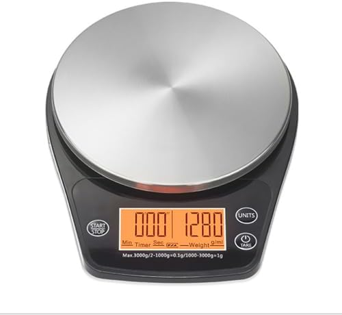 Precision Digital Kitchen & Coffee Scale with Timer - 3000g/0.1g Stainless Steel Scale, Tare Function & LCD Display | Ideal for Espresso, Pour Over, Baking, Jewelry & Meal Prep by Unknown