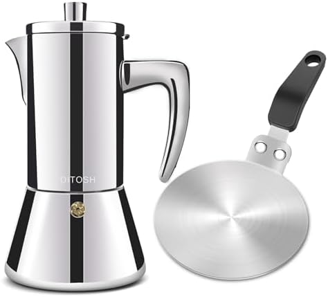 12 Cup Thickened 304 Stainless Steel Moka Pot & 20cm/7.9in Induction Cooker Adapter Plate Stainless Steel Heat Sink by Theperfectcombinationofcoffeehomeandhealthylivingmakingeverydayadayofrituals